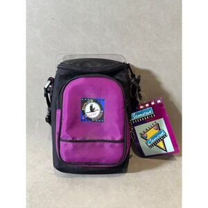 Vintage 90s Quality Camera Accessories Purple Black Nylon Small Camera Bag NWT